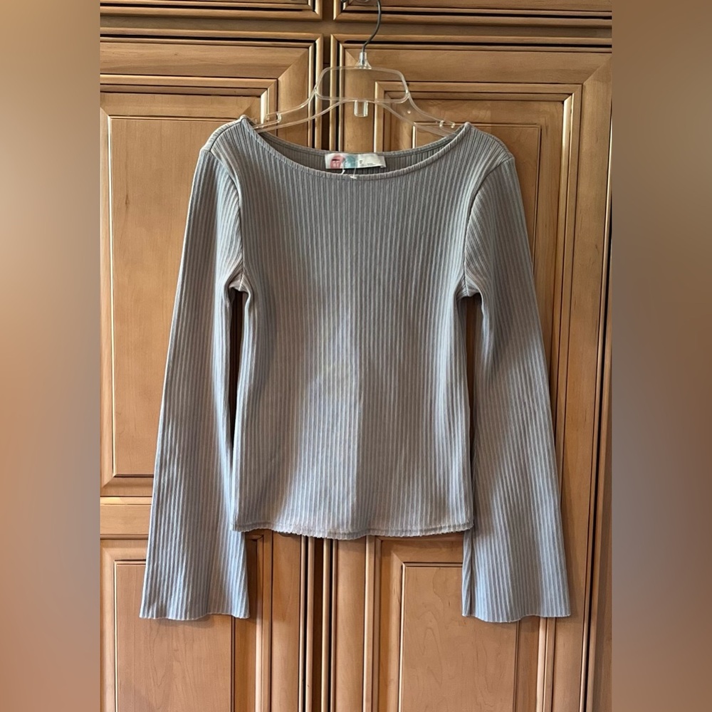 NWOT Free People FP Beach Ribbed Trumpet Sleeve Top